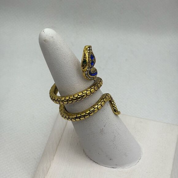 Brand New!! Size 9 Snake wrap ring with inlaid zircon stones - Picture 3 of 5